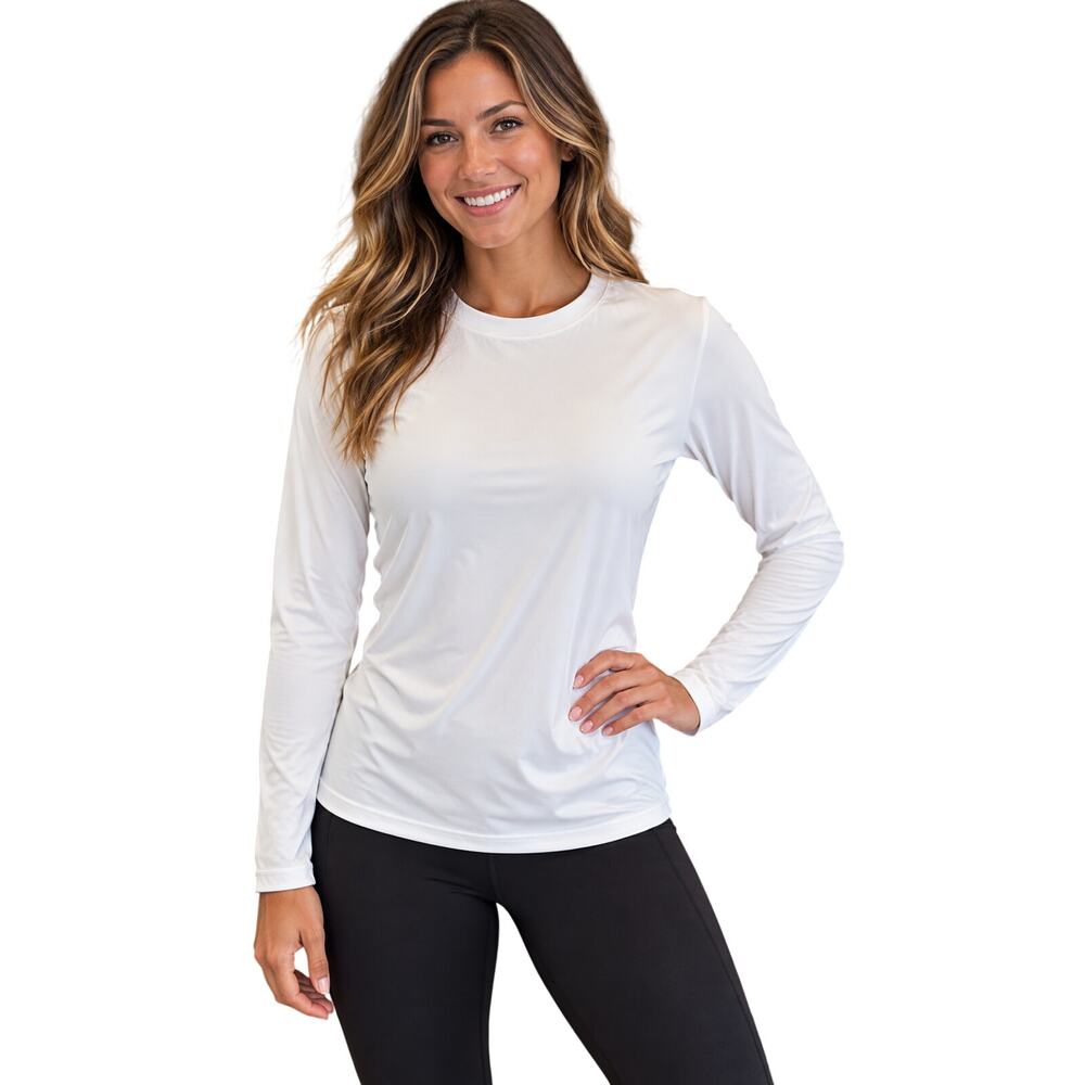 Zenly zena ivory neutral buttery soft long sleeve yogalicious active top sz S